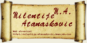 Milentije Atanasković vizit kartica